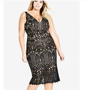 Black Lace City Chic Dress sz 20